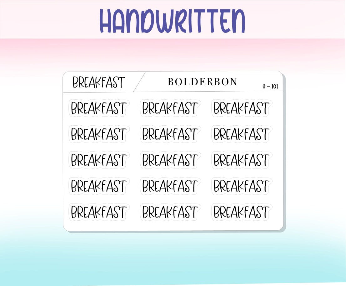 Breakfast In Cursive BREAKFAST || Functional Handwritten Planner Stickers, Typography, Word ...