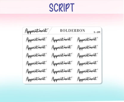 APPOINTMENT || Functional Script Stickers
