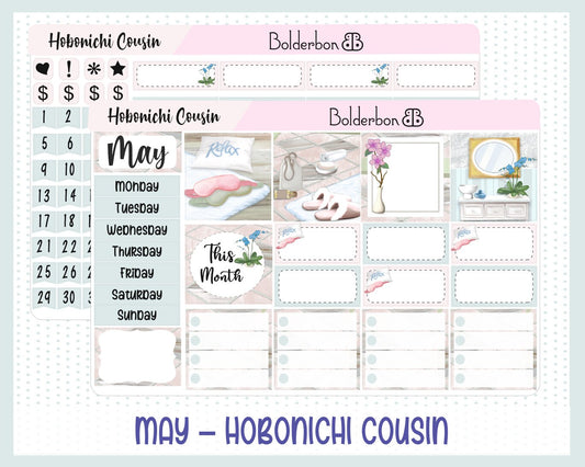 MAY Hobonichi Cousin and A5 Day Free || Monthly Planner Sticker Kit, Self Care, Relax, Refresh