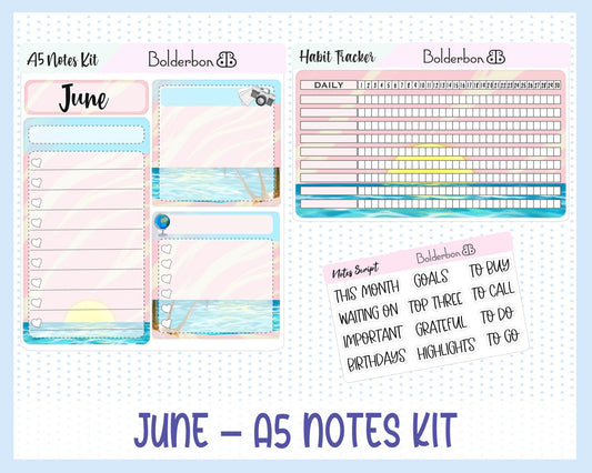 JUNE A5 NOTES KIT || Planner Sticker Kit