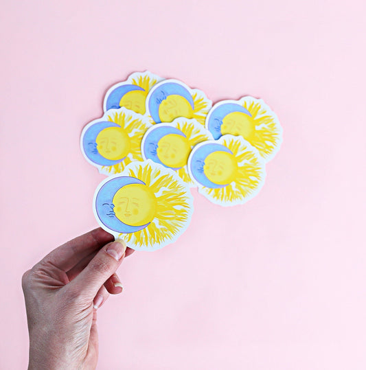 SUN & MOON || Cute Hand Drawn Vinyl Sticker