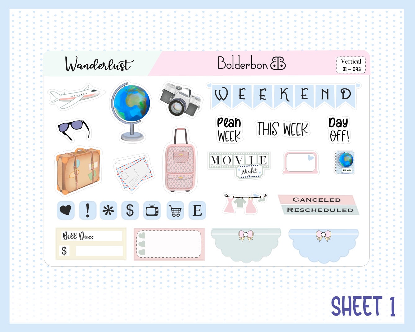 WANDERLUST || 7x9 Vertical Planner Sticker Kit