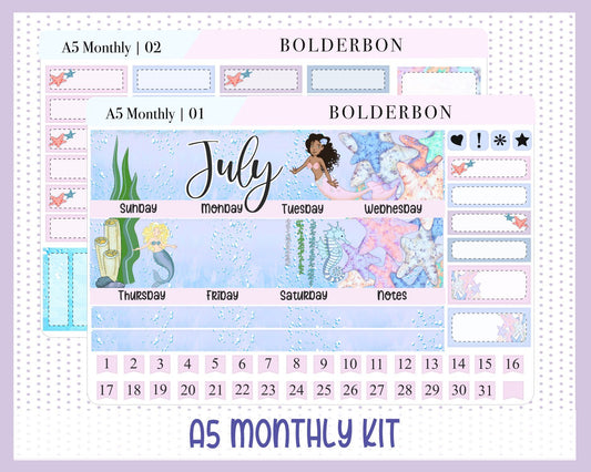 JULY A5 MONTHLY || Planner Sticker Kit