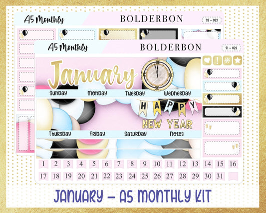 JANUARY A5 MONTHLY KIT || Planner Sticker Kit