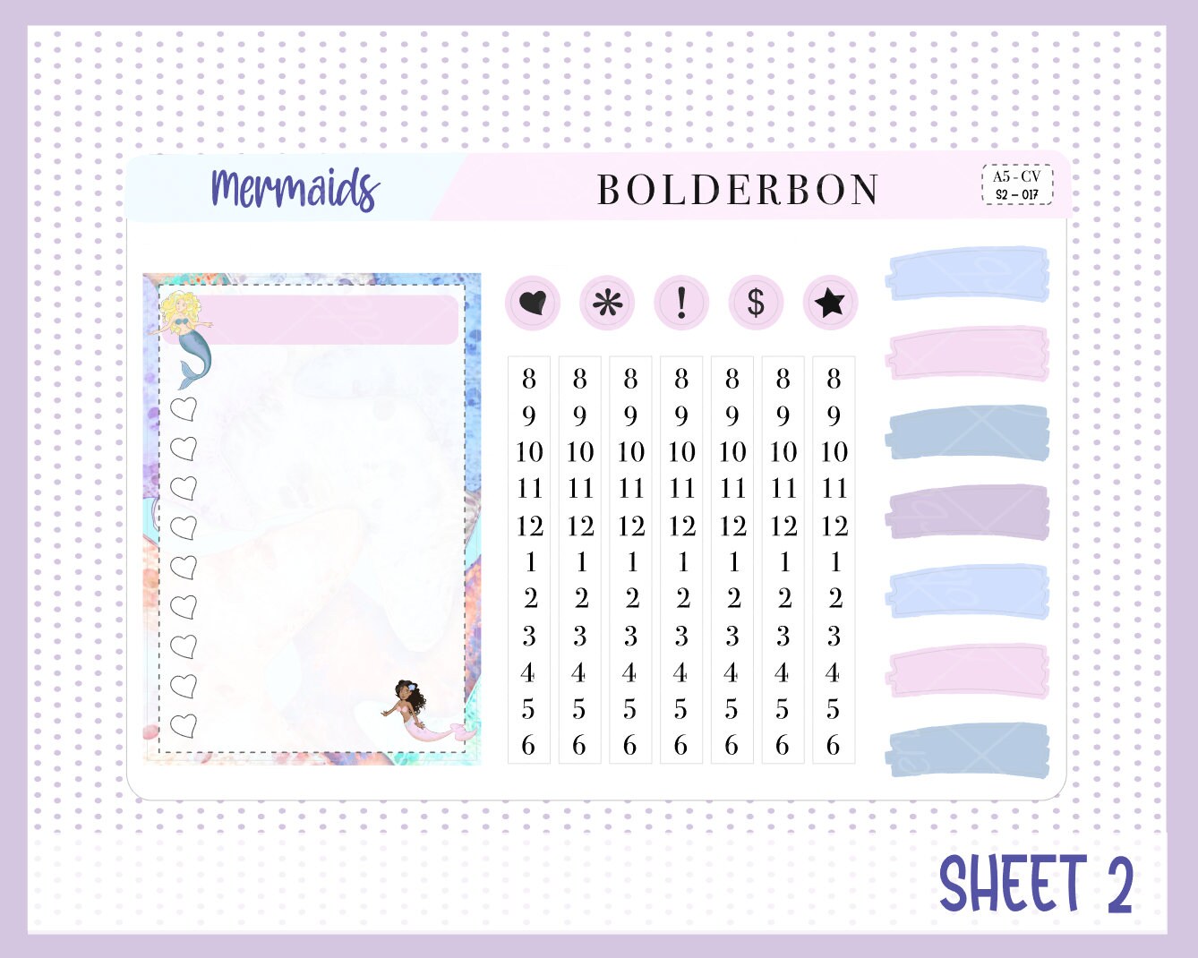 MERMAIDS || A5 Compact Vertical Planner Sticker Kit