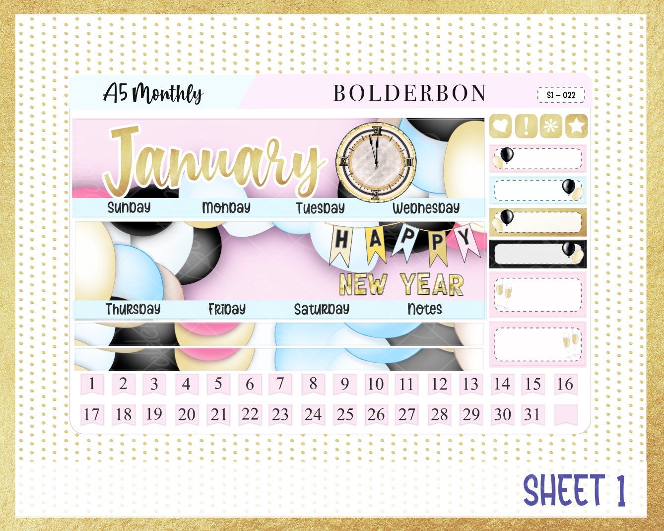 JANUARY A5 MONTHLY KIT || Planner Sticker Kit