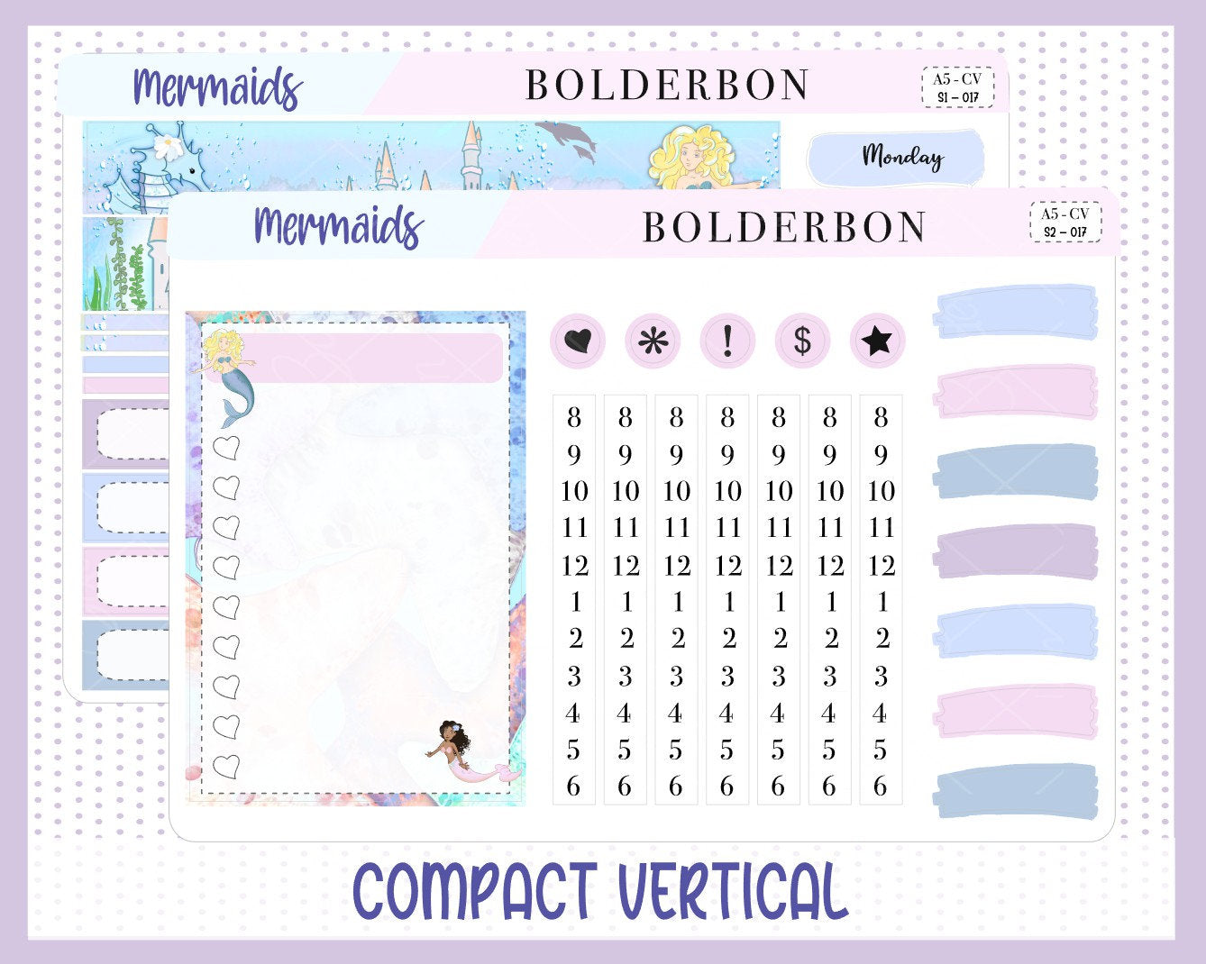 MERMAIDS || A5 Compact Vertical Planner Sticker Kit