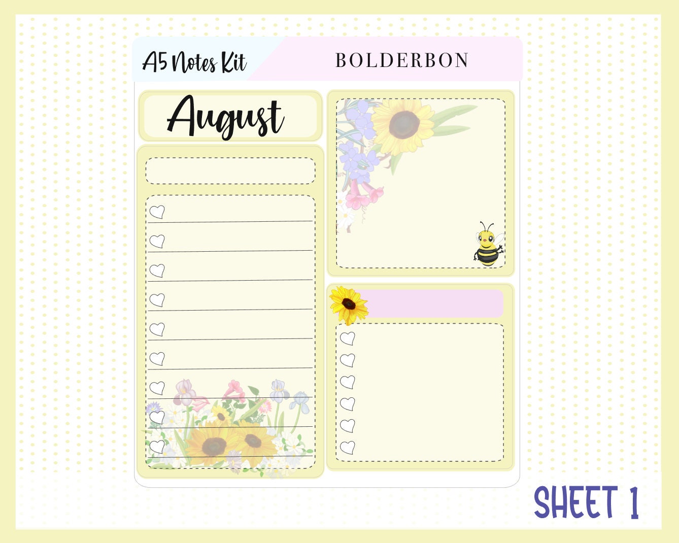 AUGUST A5 NOTES KIT || Planner Sticker Kit