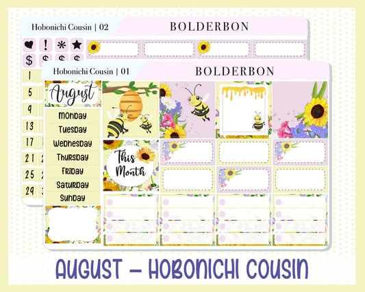 AUGUST Hobonichi Cousin and A5 Day Free || "Bee Delight" Monthly Planner Sticker Kit