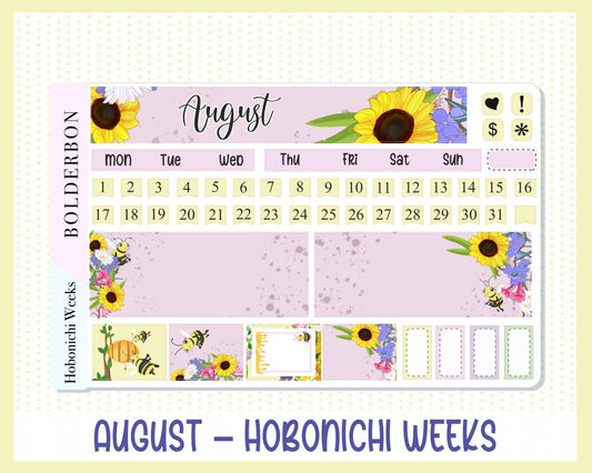 AUGUST Hobonichi Weeks || "Bee Delight" Monthly Planner Stickers, Summer, Bumblebees