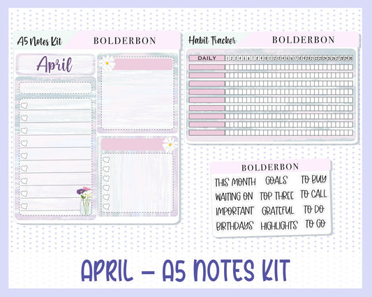 APRIL A5 NOTES KIT || Planner Sticker Kit