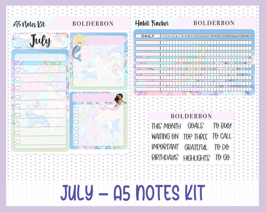 JULY A5 NOTES  || Planner Sticker Kit