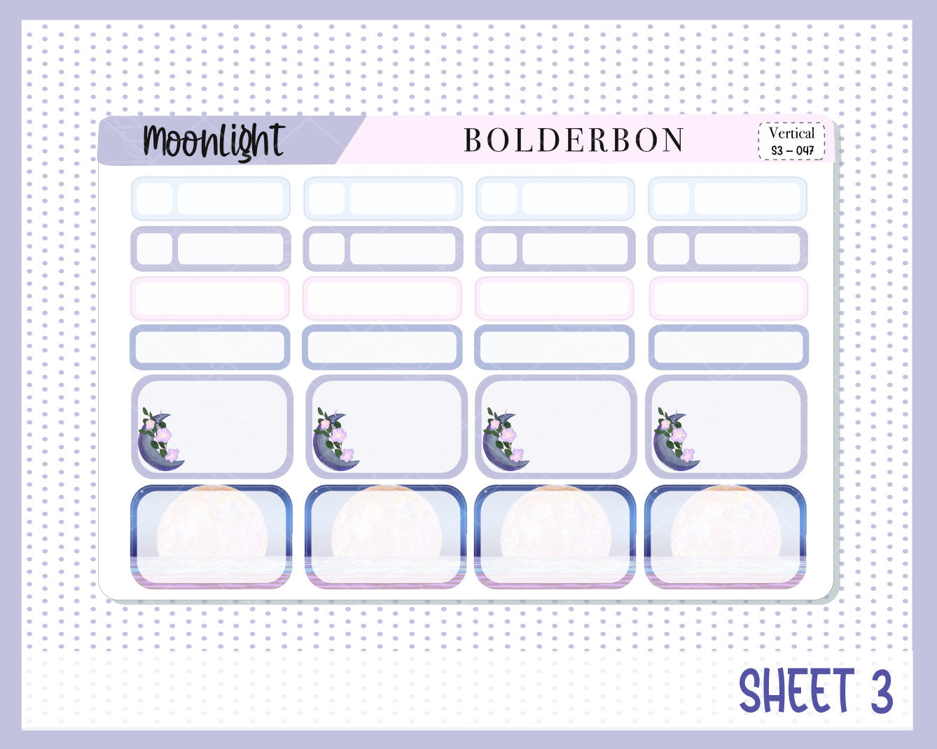 MOONLIGHT || 7x9 Vertical Planner Sticker Kit
