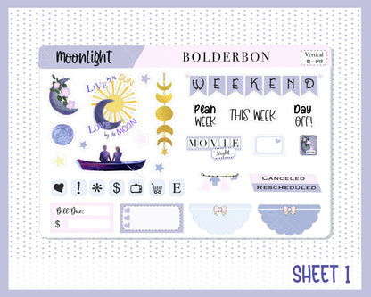 MOONLIGHT || 7x9 Vertical Planner Sticker Kit
