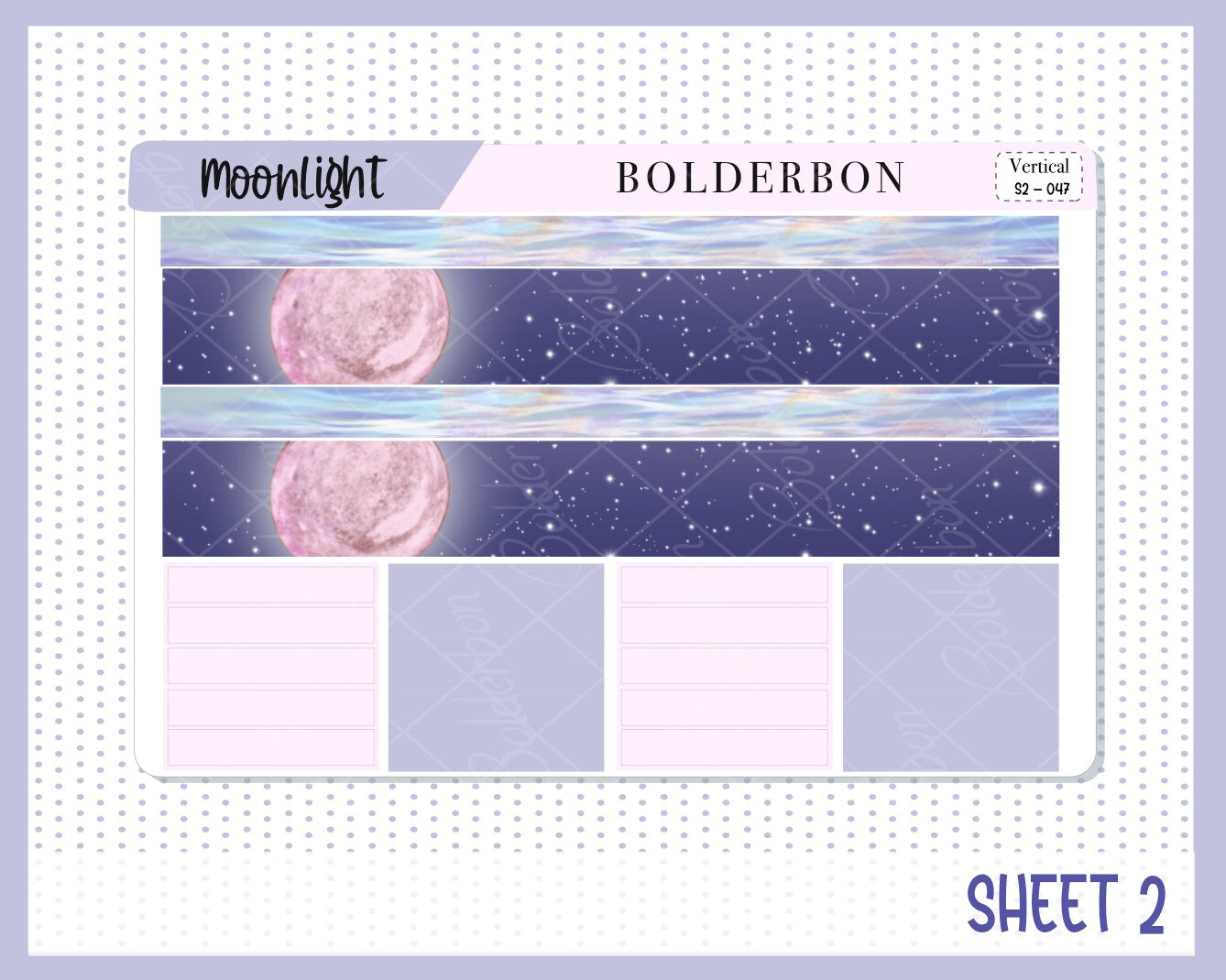 MOONLIGHT || 7x9 Vertical Planner Sticker Kit