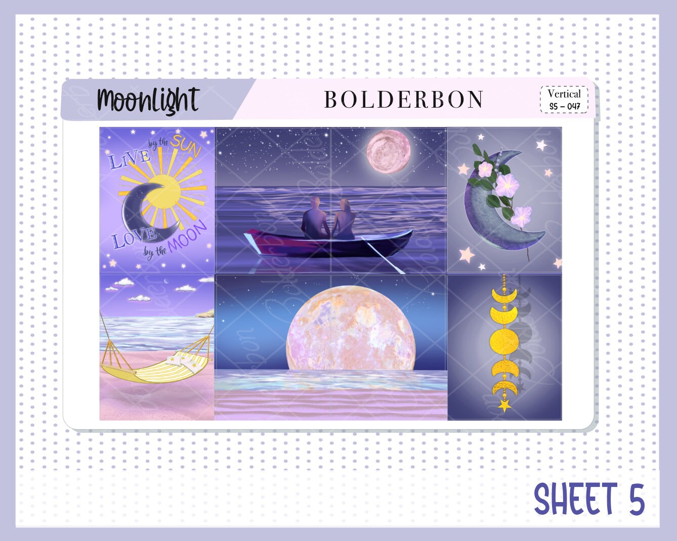 MOONLIGHT || 7x9 Vertical Planner Sticker Kit