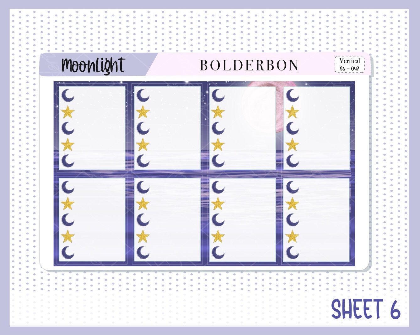 MOONLIGHT || 7x9 Vertical Planner Sticker Kit