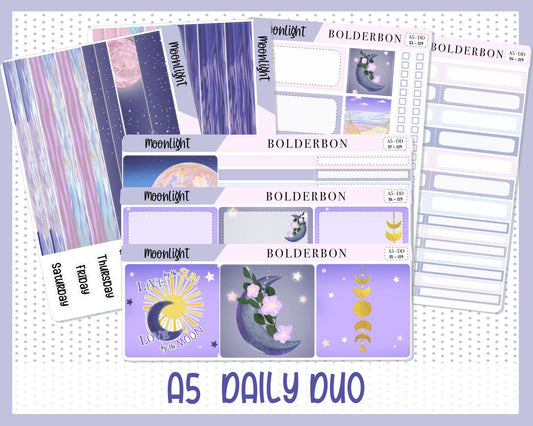 MOONLIGHT || A5 Daily Duo Planner Sticker Kit