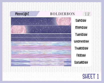 MOONLIGHT || A5 Daily Duo Planner Sticker Kit