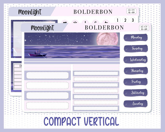MOONLIGHT || A5 Compact Vertical Planner Sticker Kit