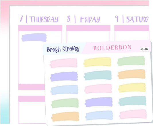 BRUSH STROKES Pastel || Functional Planner Stickers