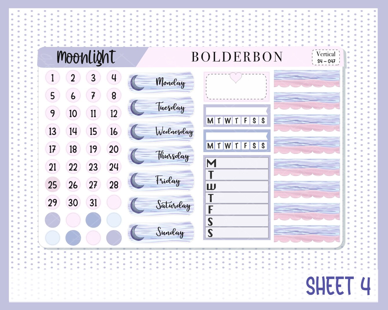 MOONLIGHT || 7x9 Vertical Planner Sticker Kit