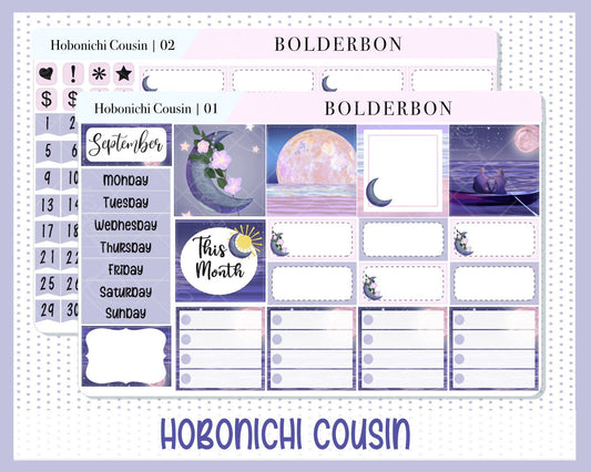 SEPTEMBER Hobonichi Cousin and A5 Day Free || "Moonlight" Monthly Planner Sticker Kit