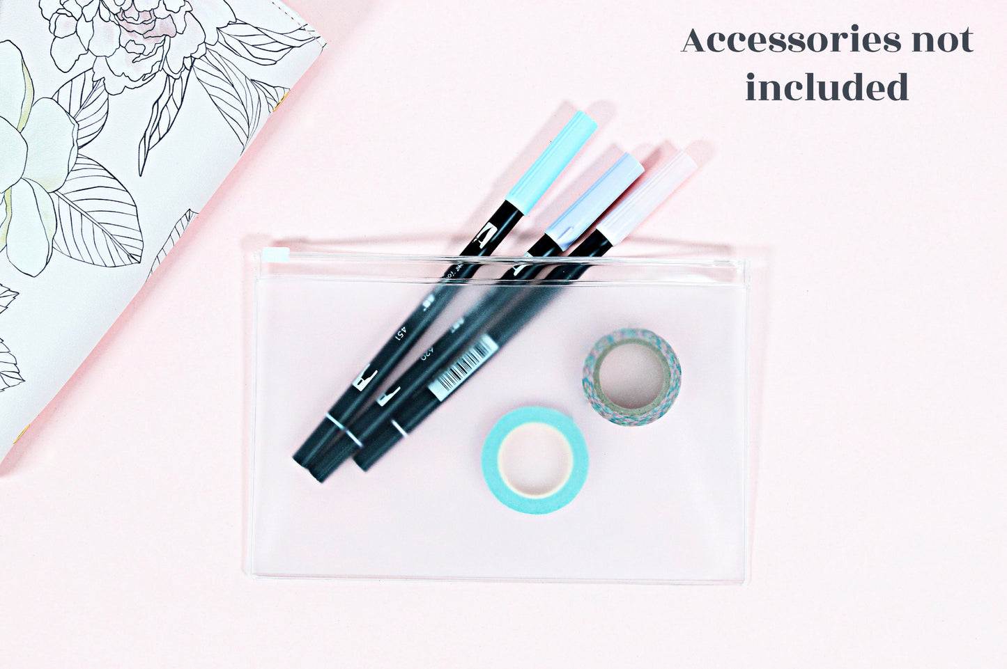 CLEAR ZIPPER POUCH || Frosted Clear Pouch for pens, stickers, washi, money, documents, etc.