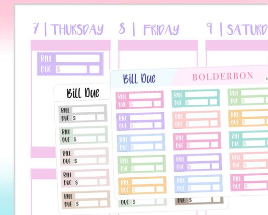 BILL DUE || Functional Planner Stickers