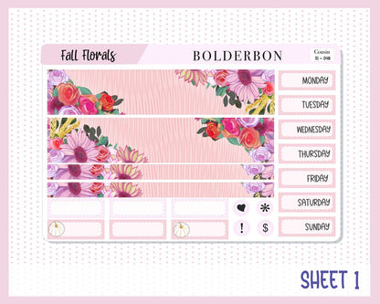 FALL FLORALS || Hobonichi Cousin Planner Sticker Kit