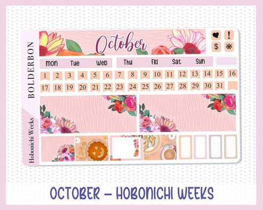 OCTOBER Hobonichi Weeks || Monthly Planner Stickers, Fall, Halloween