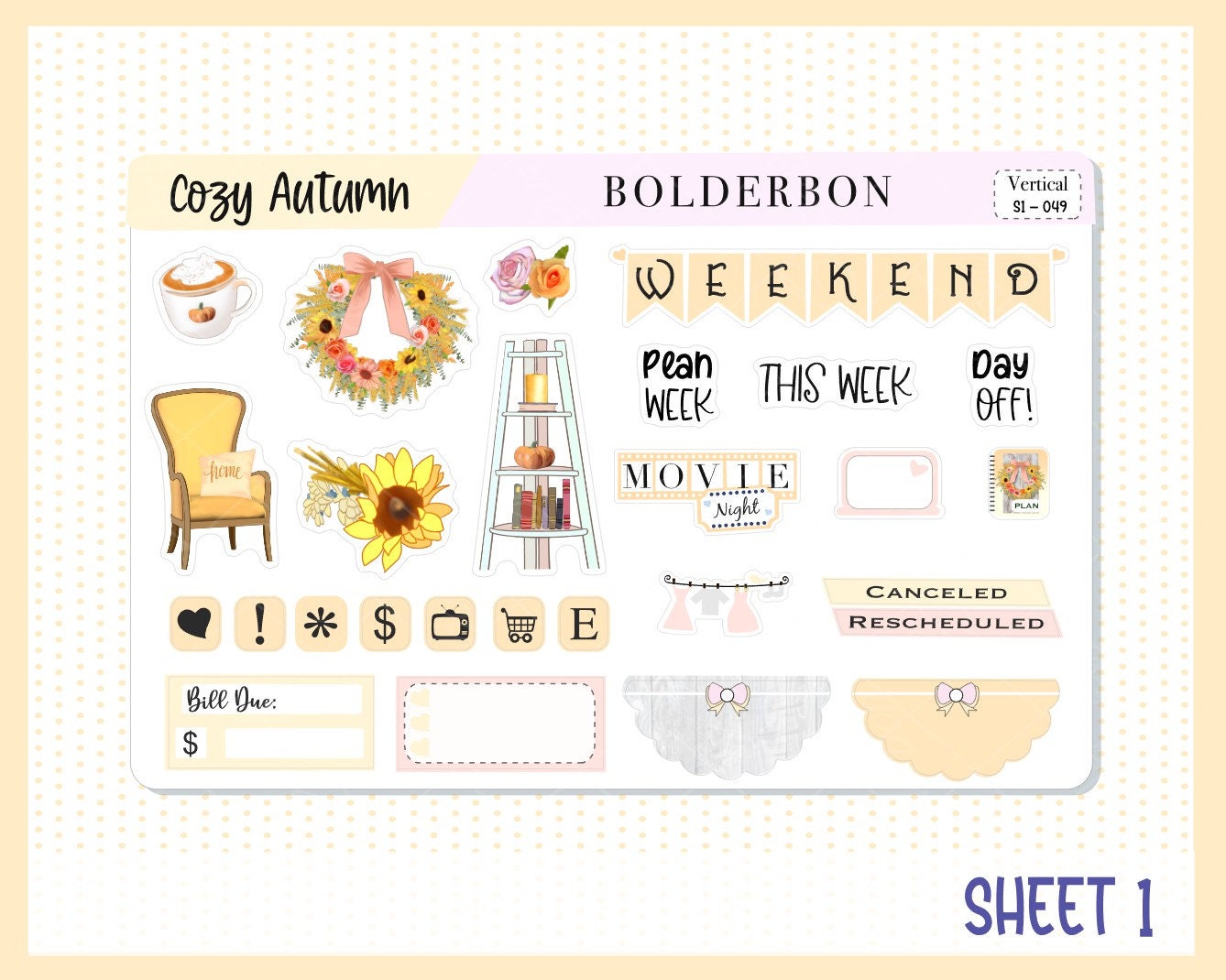 COZY AUTUMN  || 7x9 Vertical Sticker Kit