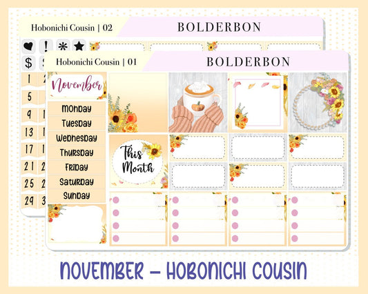 NOVEMBER Hobonichi Cousin and A5 Day Free || Monthly Planner Sticker Kit