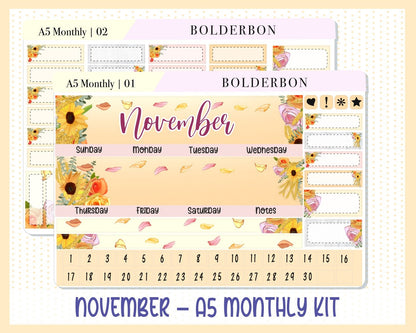NOVEMBER A5 MONTHLY KIT