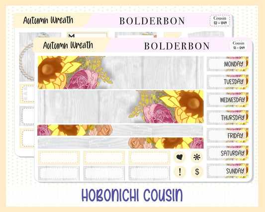 AUTUMN WREATH || Hobonichi Cousin Planner Sticker Kit