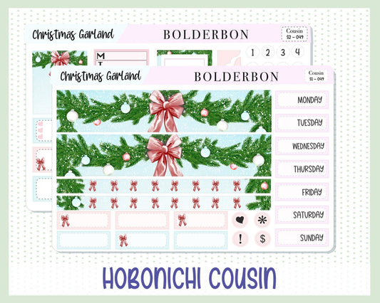 CHRISTMAS GARLAND || Hobonichi Cousin Planner Sticker Kit
