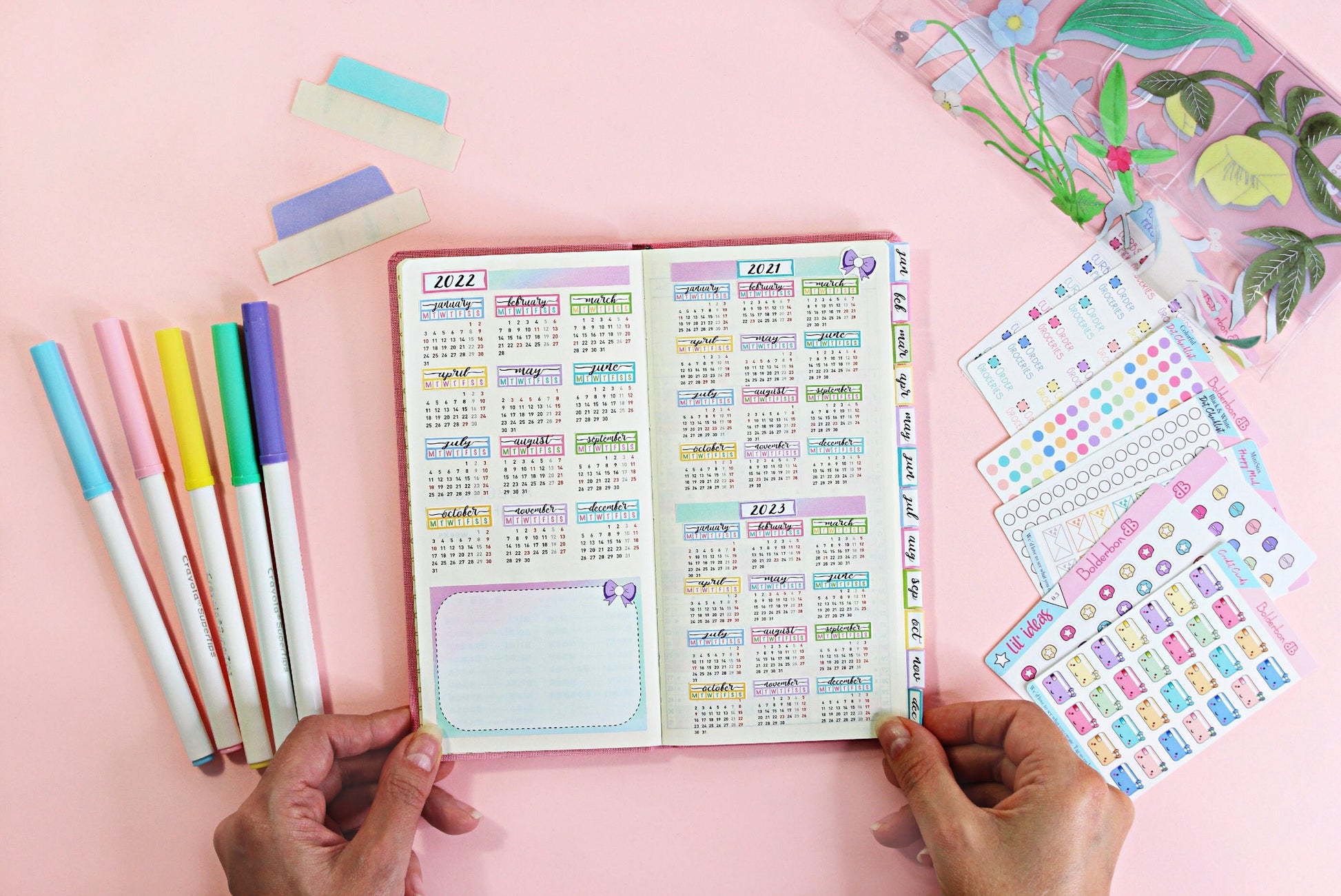 2024 YEARLY VIEW Hobonichi Weeks || Neutral Monthly Headers, Calendar Stickers, Year At A Glance, Hobonichi Weeks Kit,