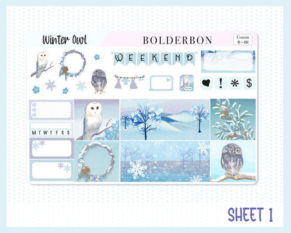 WINTER OWL || Hobonichi Cousin Planner Sticker Kit