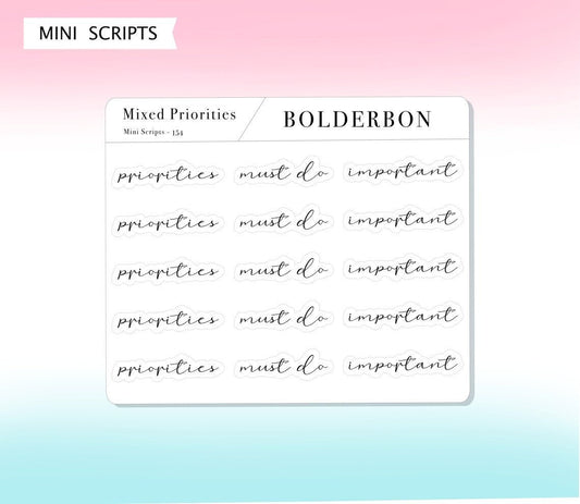 PRIORITIES - MIXED SHEET || Elegant Script Stickers