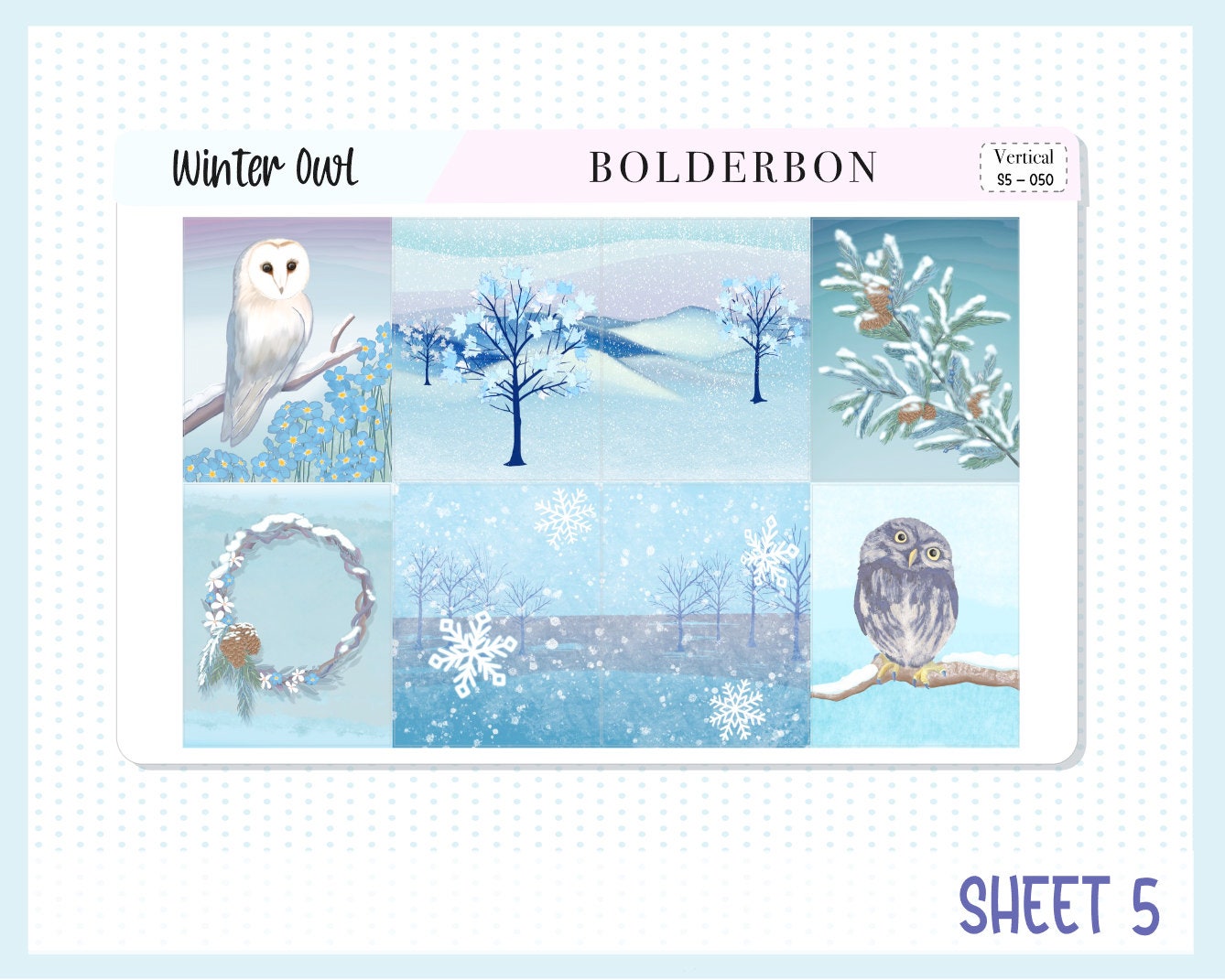 WINTER OWL || 7x9 Vertical Planner Sticker Kit