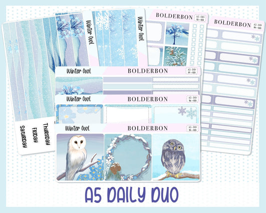 WINTER OWL || A5 Daily Duo Planner Sticker Kit