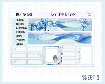 WINTER OWL || Hobonichi Cousin Planner Sticker Kit