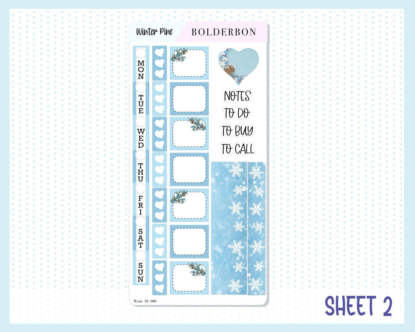 WINTER PINE || Hobonichi Weeks Planner Sticker Kit