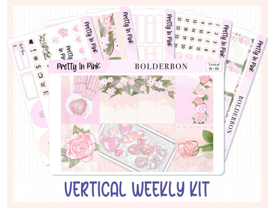 PRETTY IN PINK || 7x9 Vertical Planner Sticker Kit