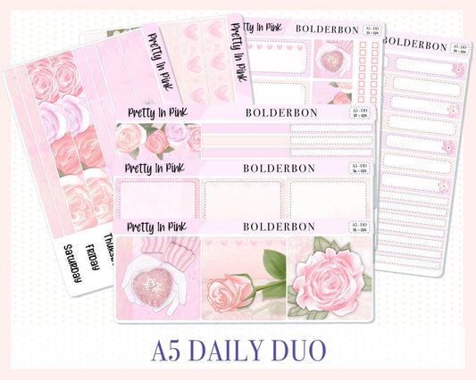 PRETTY IN PINK || A5 Daily Duo Planner Sticker Kit