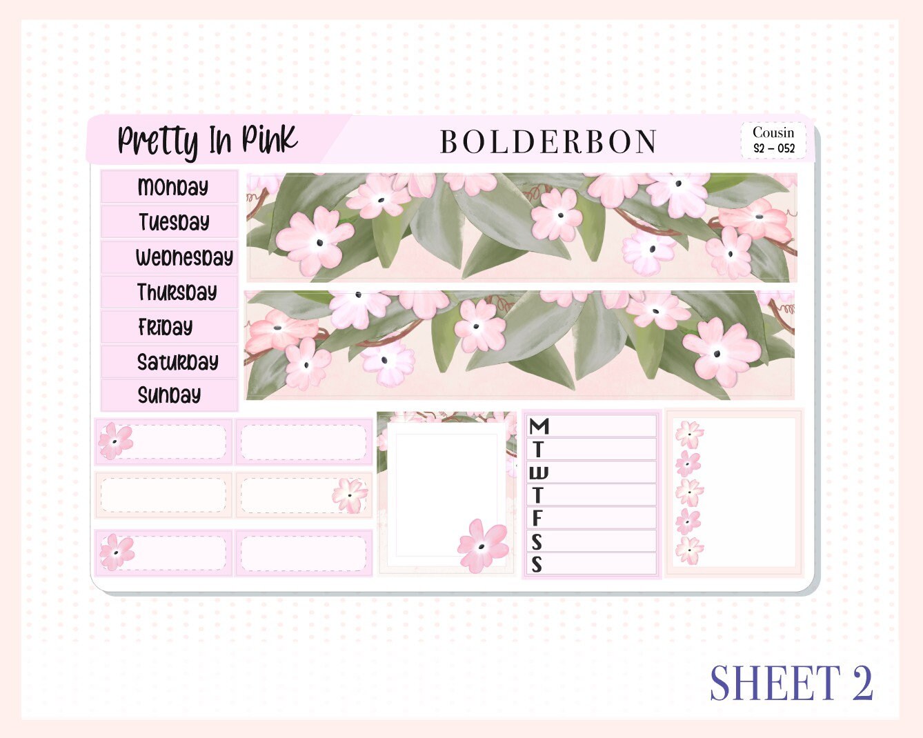 PRETTY IN PINK || Hobonichi Cousin Planner Sticker Kit