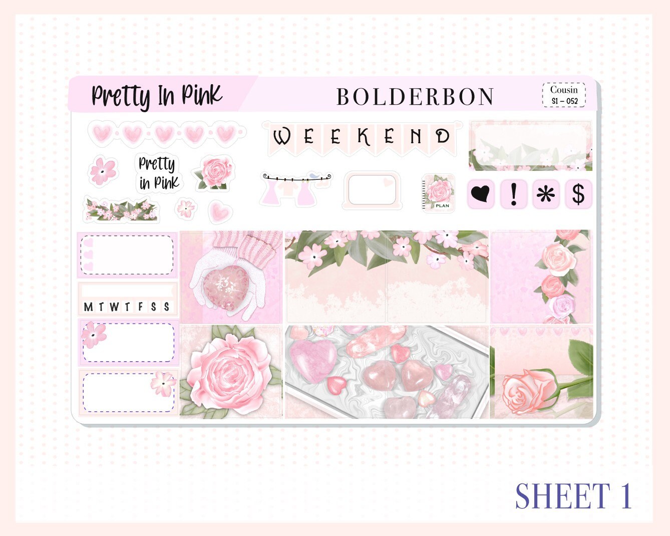 PRETTY IN PINK || Hobonichi Cousin Planner Sticker Kit