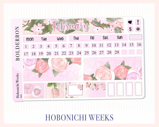 FEBRUARY Hobonichi Weeks || Hand Drawn Sticker Kit, Monthly Planner Stickers for Hobo Weeks, Valentine's
