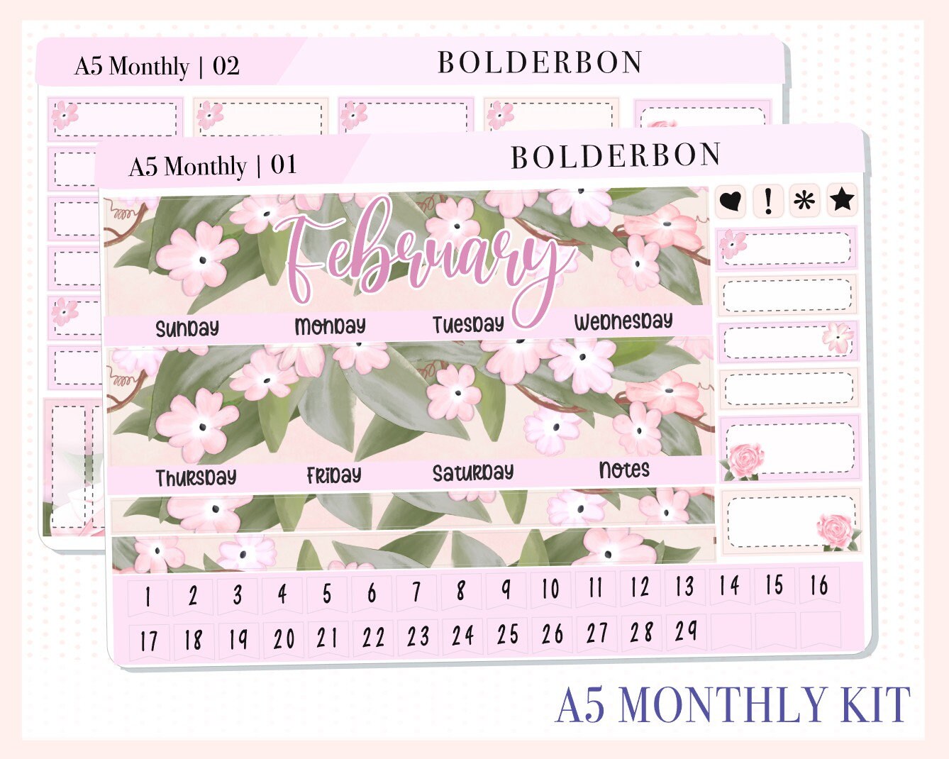 FEBRUARY A5 MONTHLY KIT || Planner Sticker Kit