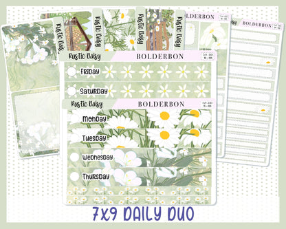 RUSTIC DAISY "7x9 Daily Duo" || Weekly Planner Sticker Kit for Erin Condren